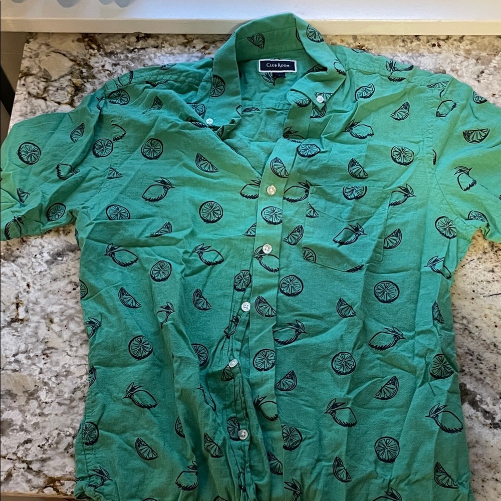 Club Room Lime Patterned Green Shirt